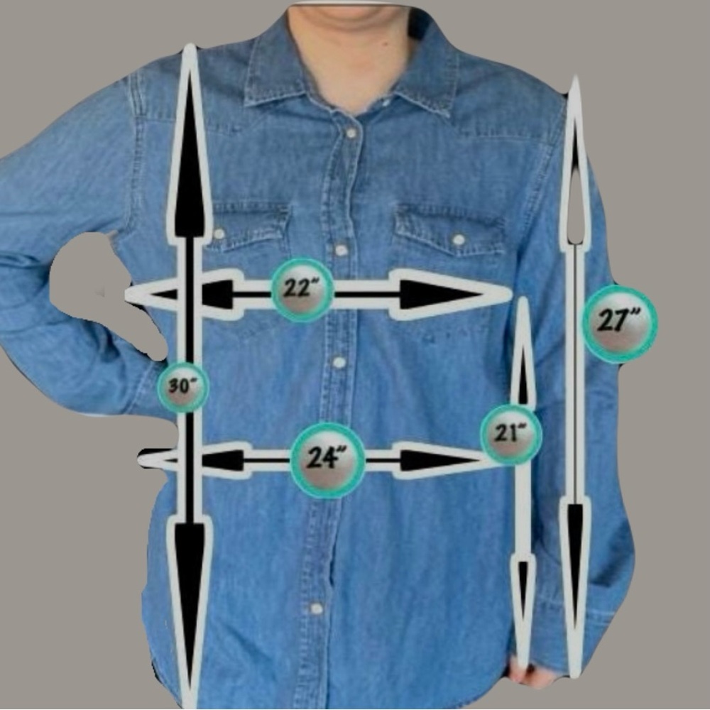 Upcycled Denim bleached Bigfoot or Sasquatch footprint button down shirt. - Picture 14 of 14